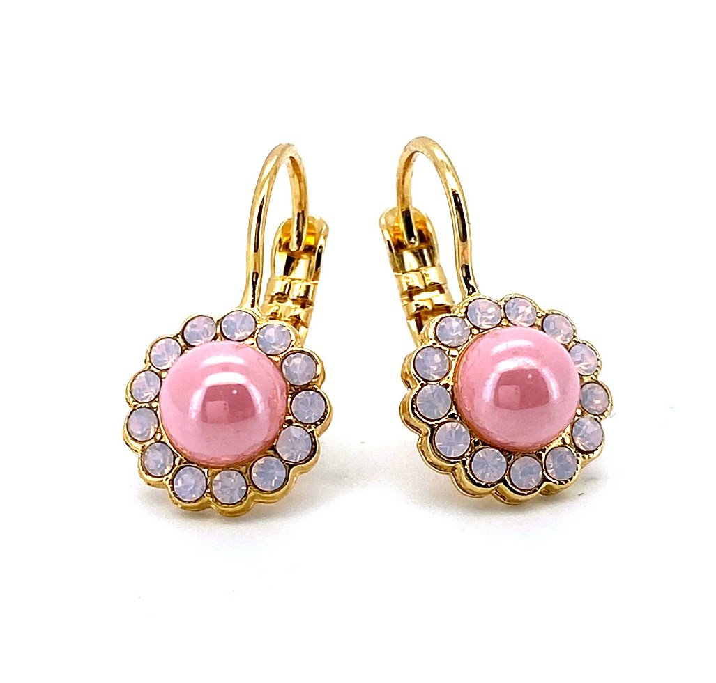 E-1133-223-1-YG6 (1) Earrings By Mariana Woman Chic Pink Coral and Rose Opal Swarovski Crystals - Image 1