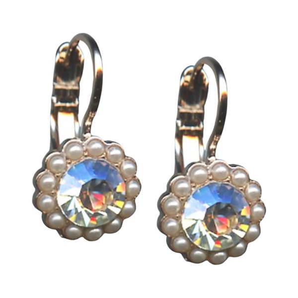Mariana Earrings Timeless Cream Pearl & Clear Austrian Crystals Bermuda Caribbean Life Coll.