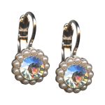 Mariana Earrings Timeless Cream Pearl & Clear Austrian Crystals Bermuda Caribbean Life Coll. - Image 3
