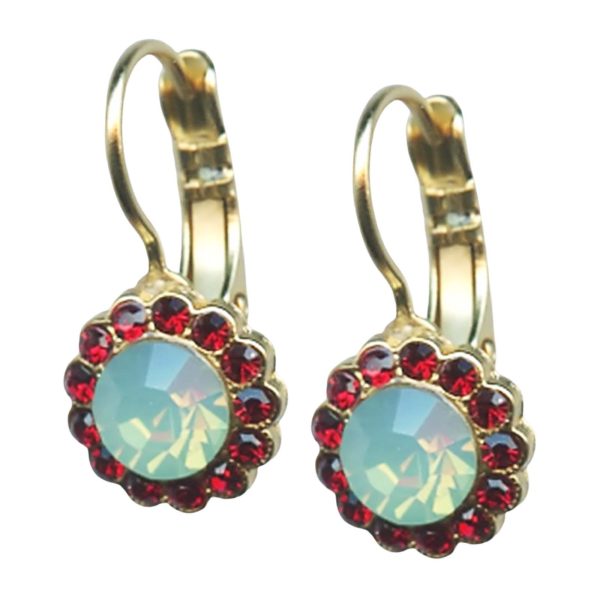 Earrings By Mariana Woman Fab Pacific Opal and Red Swarovski Crystals