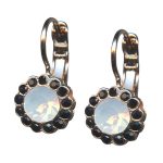 Mariana Earrings Glamorous Jet Black & White Opal Austrian Crystals St Martin Caribbean Life Coll.