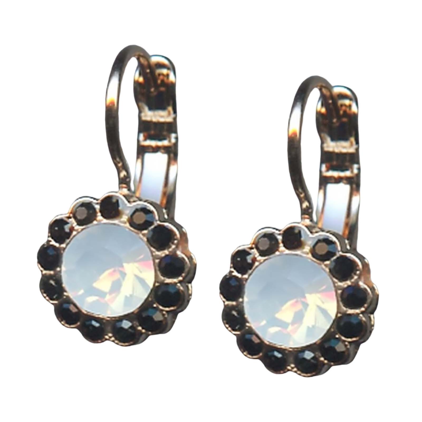 E-1133-87-3-RG6(1) Mariana Earrings Glamorous Jet Black & White Opal Austrian Crystals St Martin Caribbean Life Coll. - Image 1