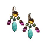 Mariana Earrings Sassy Topaz, Palace Green, Fuchsia, & Turq Austrian Crystals My Treasures Coll.