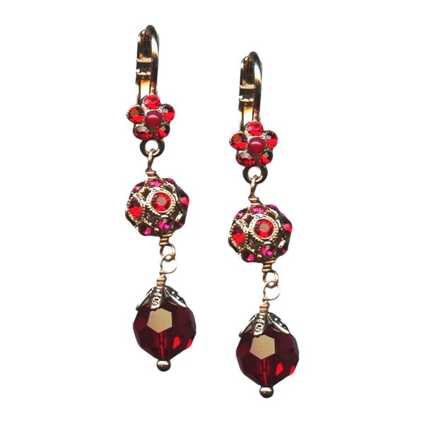 Mariana Earrings Stunning Siam & Ruby Austrian Crystals Lady In Red Songbook Coll.