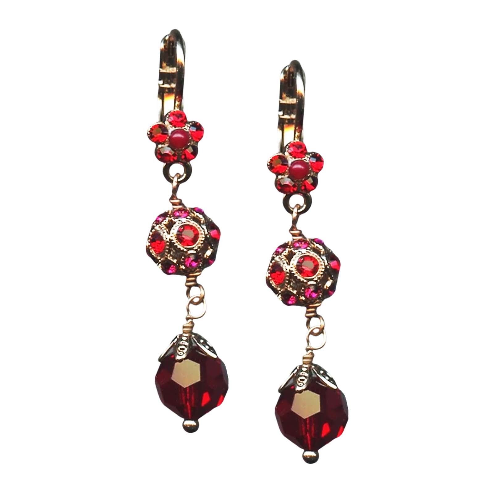E-1134-1070-RG6(1) Mariana Earrings Stunning Siam & Ruby Austrian Crystals Lady In Red Songbook Coll. - Image 1