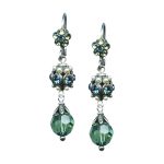 Mariana Earrings Dangling Lt Turq, Pearl, & Peridot Austrian Crystals Green Sky Sweet Summer Coll.