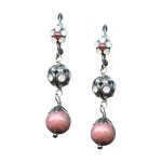 Mariana Earrings Lovely Pink Coral Mineral, Pink Opal, Clear, & White Opal Austrian Crystals Cherry Blossom Silk Road Coll. - Image 3