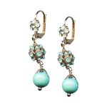 Mariana Earrings Precious Turquoise Mineral & Chrysolite Opal Austrian Crystals Mojito Cocktail Hour Coll. - Image 2