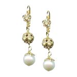 Mariana Earrings Exquisite Pearl Mineral, Golden Shadow, & Sand Opal Austrian Crystals Sandman Songbook Coll. - Image 3