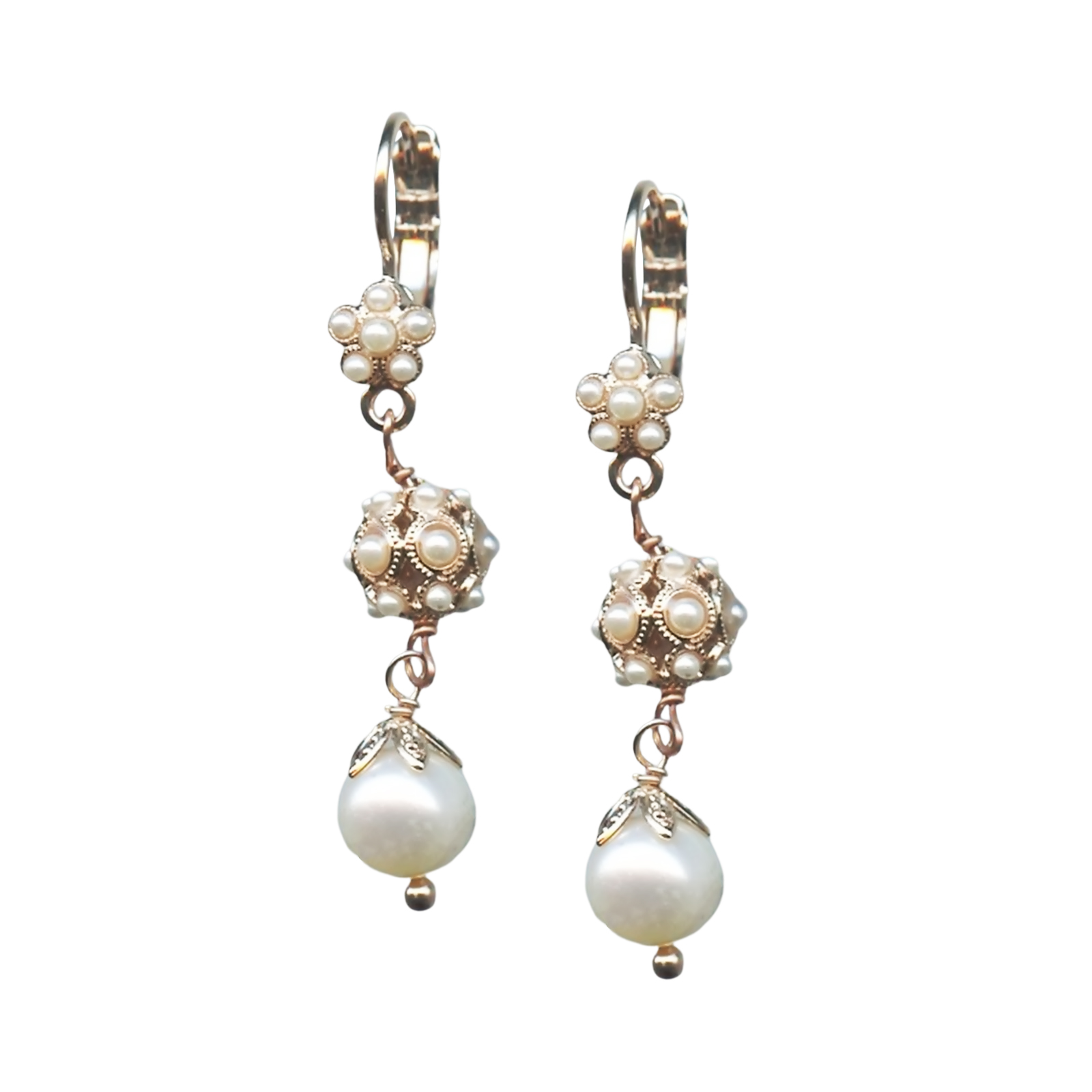 E-1134-M48-RG6(1) Mariana Earrings Timeless Pearl Mineral Austrian Crystals My Treasures Coll. - Image 1