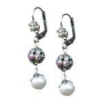Mariana Earrings Shimmering Pearl Mineral, AB, & Clear Austrian Crystals Sweet Summer Coll.