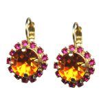 Mariana Earrings Glamorous Yellow Gold & Fuchsia Austrian Crystals Daphne East Meets West Coll. - Image 2