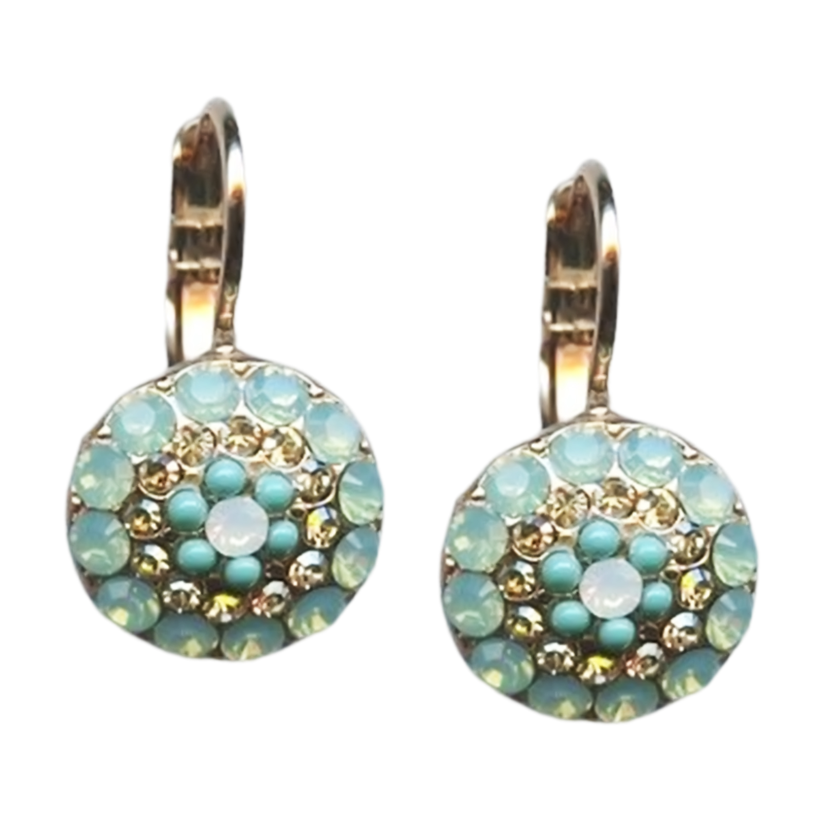 E-1141-1042-RG6(1) Mariana Earrings Gorgeous Pacific Opal, Lt Peach, Turq, & White Opal Austrian Crystals Summer Palace Silk Road Coll. - Image 1