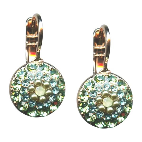 Mariana Earrings Adorable Chrysolite, Aquamarine, Pearl, & Pacific Opal Austrian Crystals Caprioska Cocktail Hour Coll.