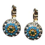 Mariana Earrings Elegant Silk, Caribbean Blue Opal, Topaz, & Emerald Austrian Crystals Selene Odyssey Coll.