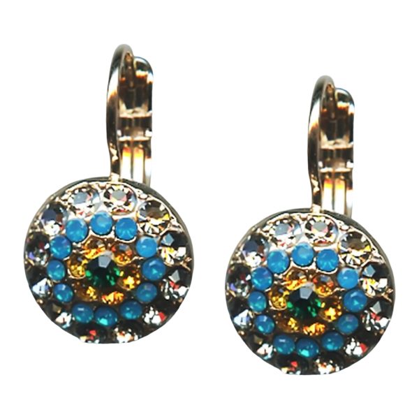 Mariana Earrings Elegant Silk, Caribbean Blue Opal, Topaz, & Emerald Austrian Crystals Selene Odyssey Coll.