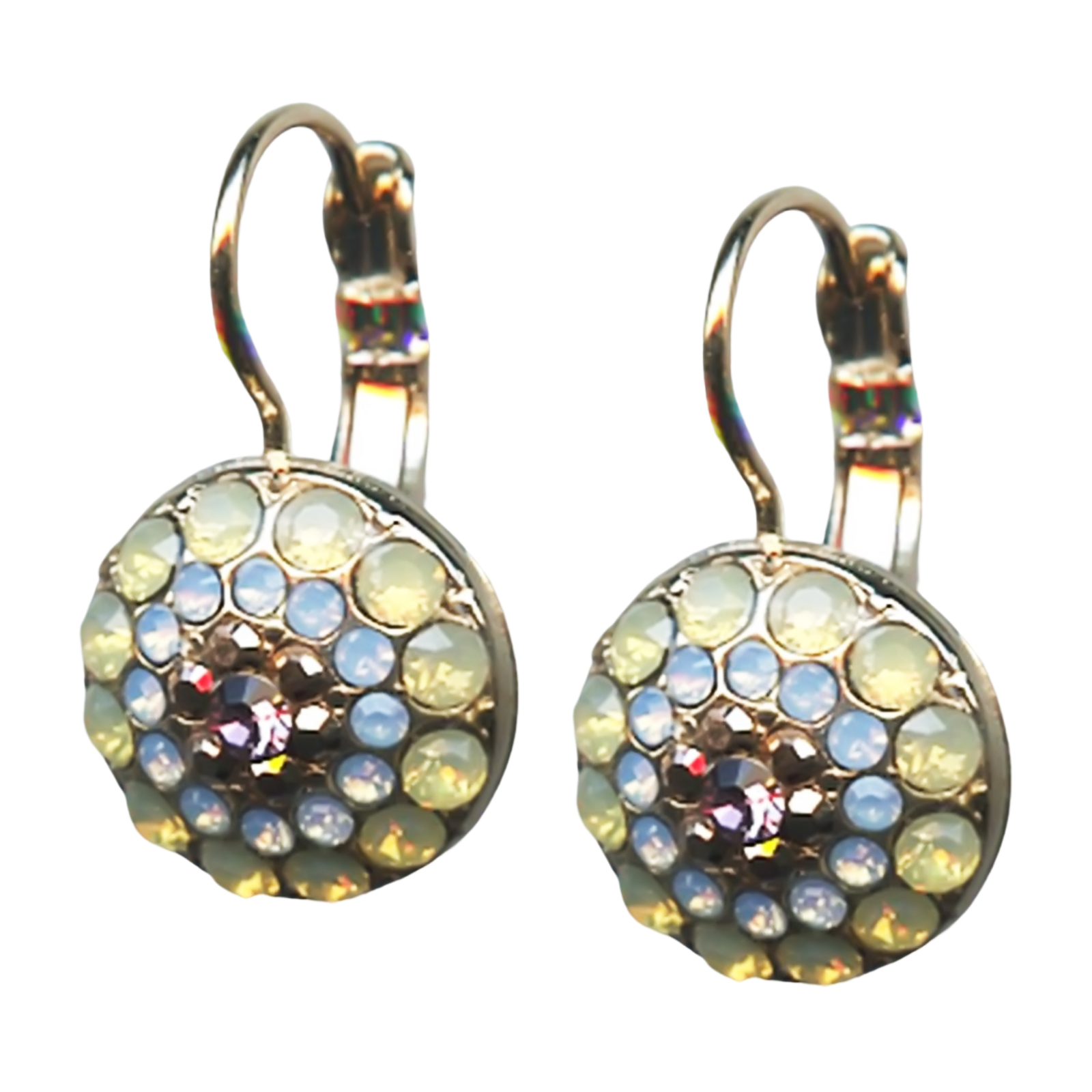 E-1141-1092-RG6(1) Mariana Earrings Precious Sand Opal, Blue Opal, Aurum, & Lt Amethyst Austrian Crystals Rhapsode Odyssey Coll. - Image 1