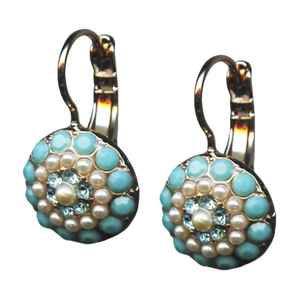 Mariana Earrings Pearl Mineral, Turquoise, & Aquamarine Austrian Crystals My Treasures Coll.