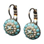 Mariana Earrings Pearl Mineral, Turquoise, & Aquamarine Austrian Crystals My Treasures Coll. - Image 3