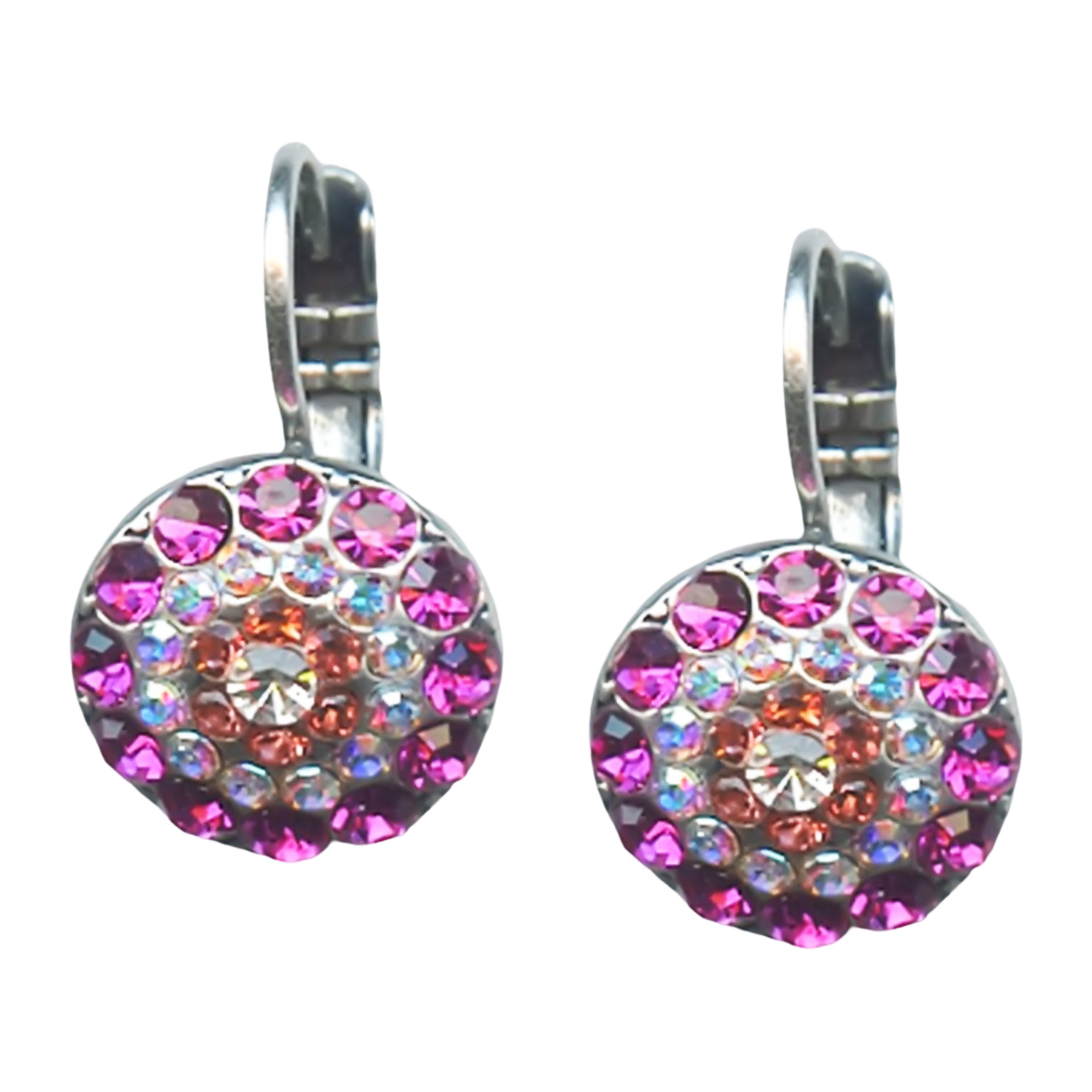 E-1141-292-1-SP6(1) Mariana Earrings Charming Fuchsia, AB, Peach, & Clear Austrian Crystals My Treasures Coll. - Image 1