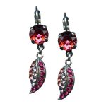 Mariana Earrings Leaf Dangling Rose Peach, Fuchsia, & Clear Austrian Crystals Joy Nirvana Coll. - Image 3