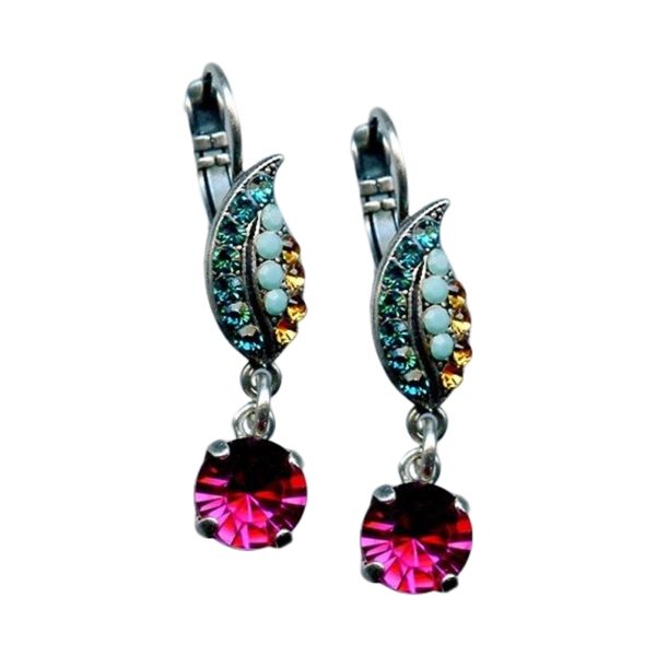 Mariana Earrings Fashionable Turq, Blue Zircon, Rose, & Topaz Austrian Crystals Fantasy Nirvana Coll.