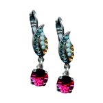 Mariana Earrings Fashionable Turq, Blue Zircon, Rose, & Topaz Austrian Crystals Fantasy Nirvana Coll. - Image 3