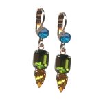 Mariana Earrings Fab Caribbean Blue Opal, Olivine, & Lt Topaz Austrian Crystals Kokomo Songbook Coll. - Image 3