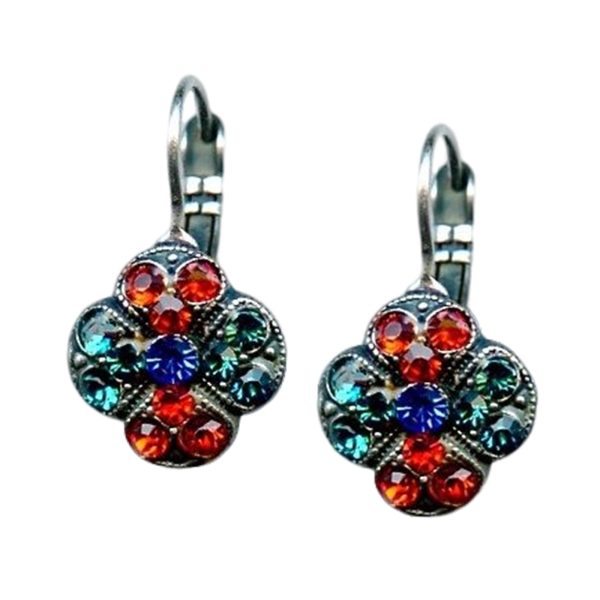 Mariana Earrings Floral Blue Zircon, Hyacinth, & Royal Blue Austrian Crystals My Treasures Coll.