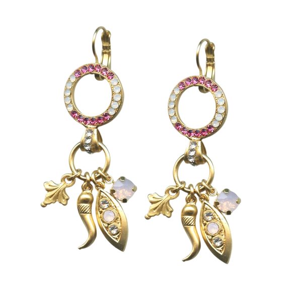 Mariana Earrings Exquisite Dangling Lt Rose, Rose Opal, & Clear Austrian Crystals Cherry Blossom Silk Road Coll.