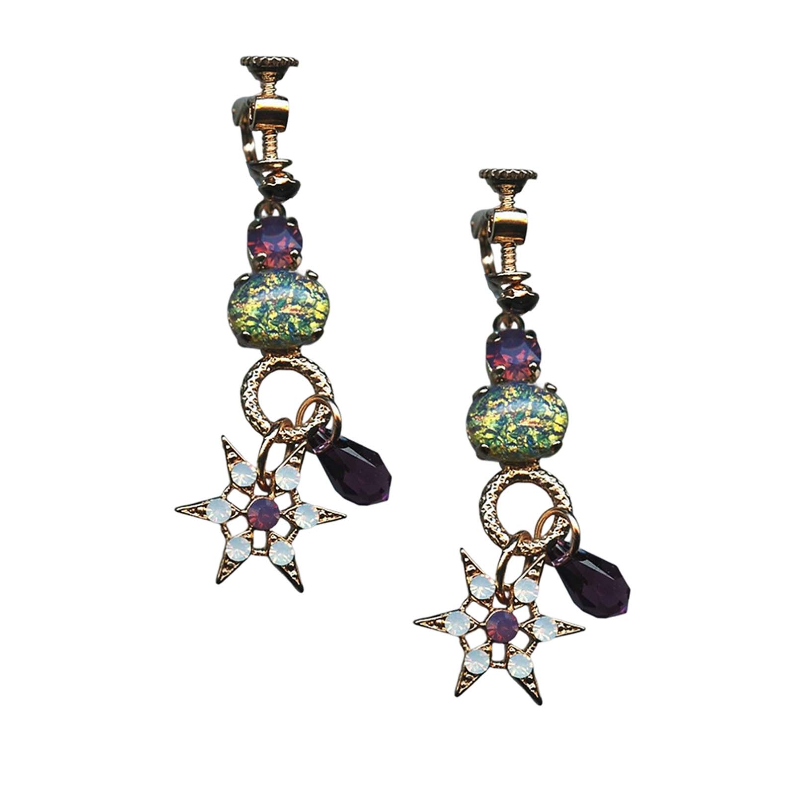 E-1152-1-396234-RG2(1) Mariana Earrings Gorgeous Cyclamen Opal, White Opal, & Marbled Stone Austrian Crystals My Treasures Coll. - Image 1