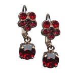 Mariana Earrings Stunning Floral Siam & Burgundy Austrian Crystals Lady In Red Songbook Coll.
