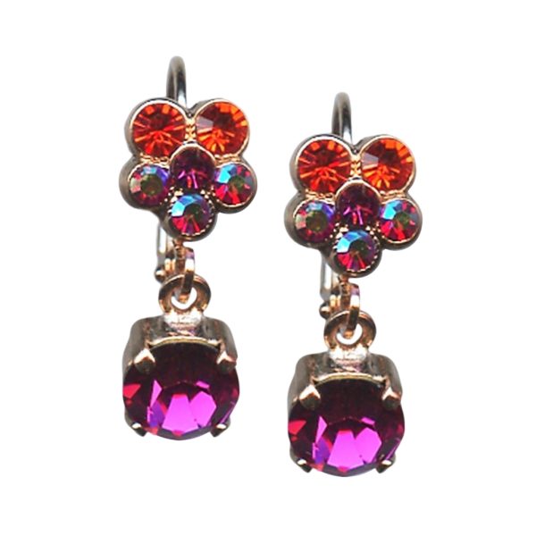 Mariana Earrings Dangling Floral Hyacinth, Fuchsia, & Siam Austrian Crystals Lady Marmalade Songbook Coll.
