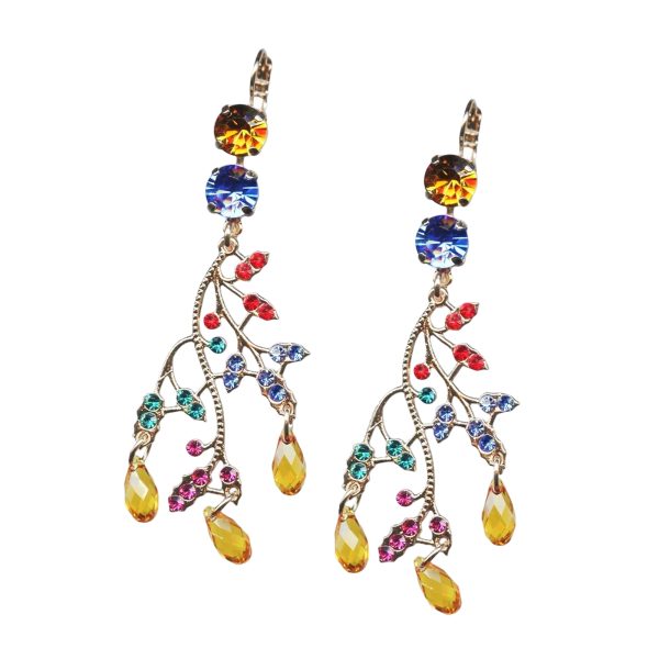 Mariana Earrings Fashionable Topaz, Sapphire, Siam, Blue Zircon, & Fuchsia Austrian Crystals Fantasy Nirvana Coll.