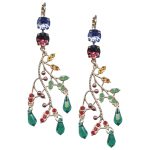 Mariana Earrings Vine & Berries Sapphire, Burgundy, Topaz, Brown, Siam, Pacific Opal, & Emerald Austrian Crystals My Treasures Coll.