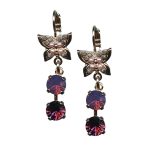 Mariana Earrings Fab Dangling Pink Pearl, Cyclamen Opal, & Amethyst Austrian Crystals Desire Nirvana Coll. - Image 2