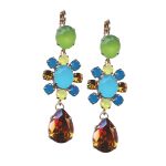 Mariana Earrings Classy Chrysolite Opal, Yellow Opal, Topaz, Blue Opal, & Lt Smoked Topaz Austrian Crystals Kokomo Songbook Coll.