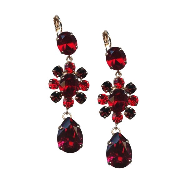 Mariana Earrings Stunning Ruby & Burgundy Austrian Crystals Lady In Red Songbook Coll.