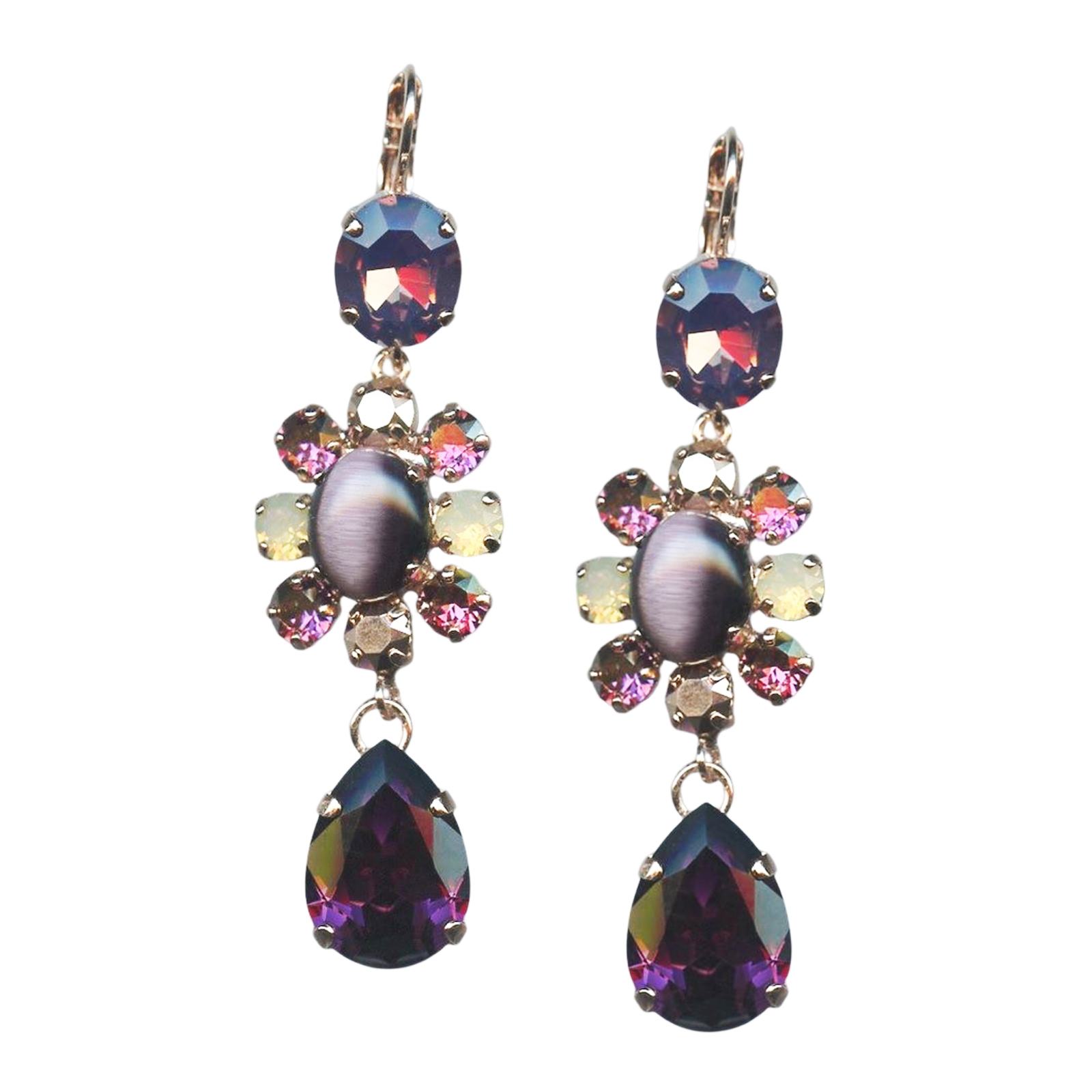E-1156-2-1072-RG6(1) Mariana Earrings Sophisticated Amethyst, Lt Rose, Opals, & Aurum Austrian Crystals Bohemian Rhapsody Songbook Coll. - Image 1