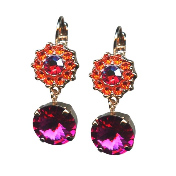 Mariana Earrings Sassy Floral Hyacinth, Siam, & Fuchsia Austrian Crystals Lady Marmalade Songbook Coll.