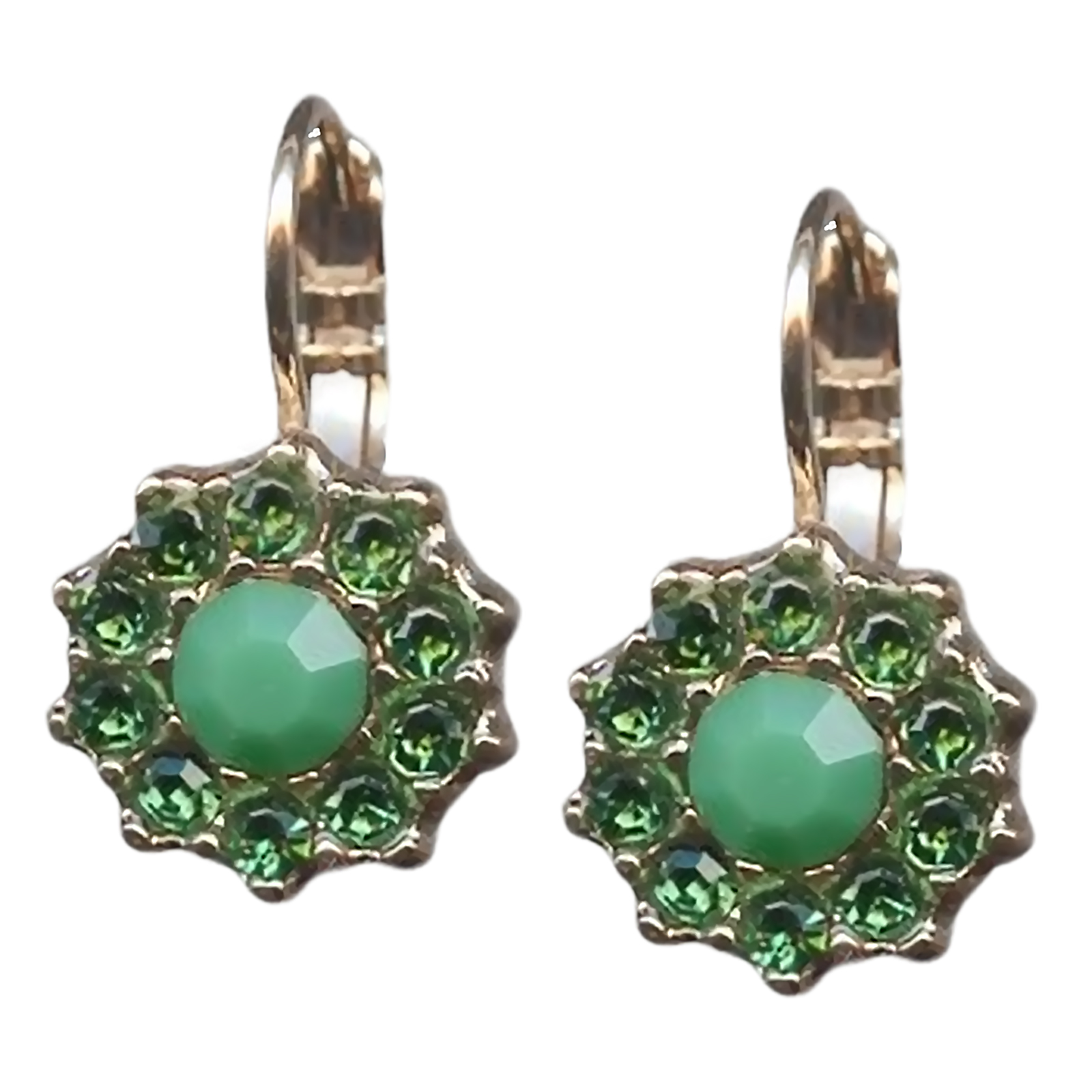 E-1157-1048-RG6(1) Mariana Earrings Charming Forest Green & Green Opal Austrian Crystals Tigris Silk Road Coll. - Image 1