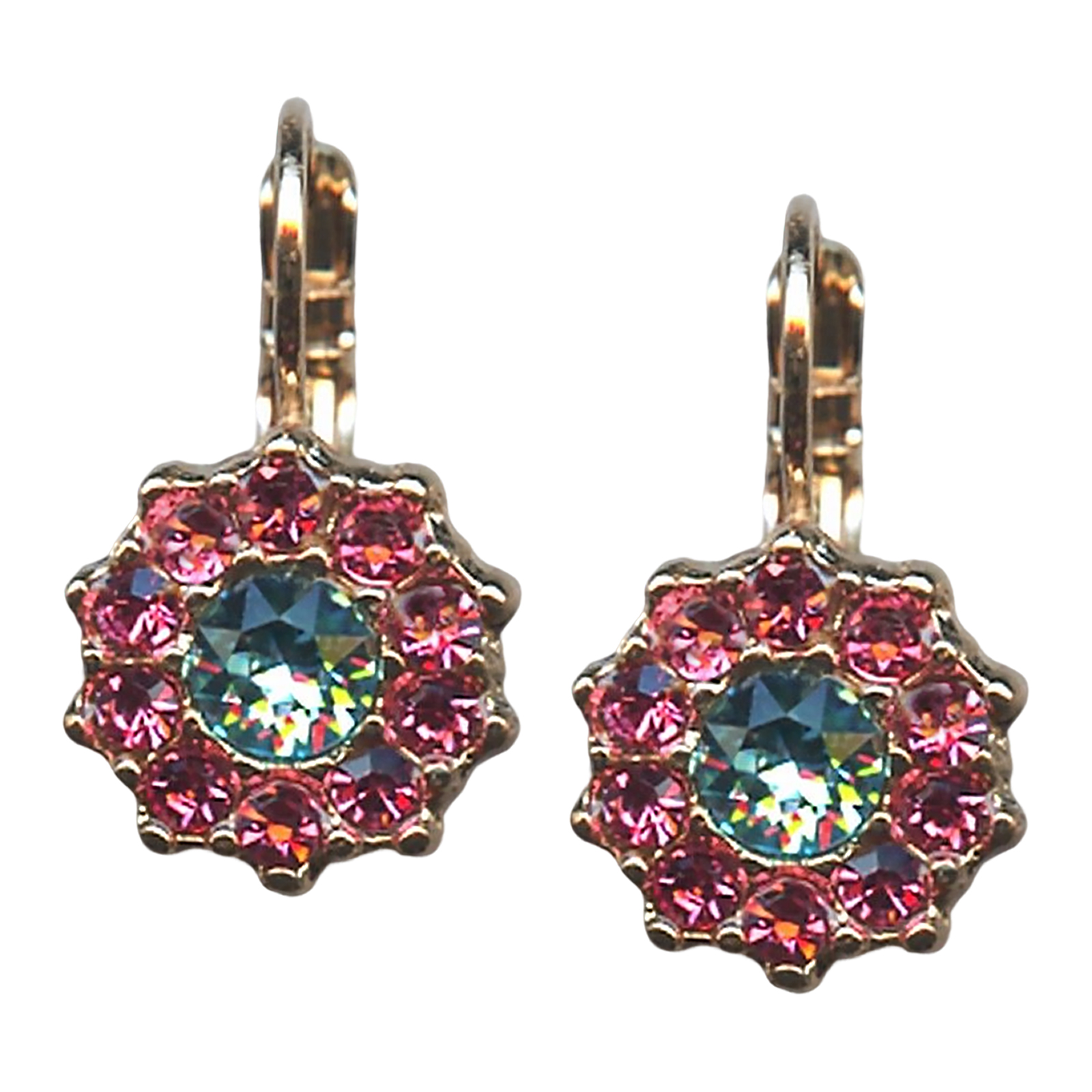 E-1157-1064-RG6(1) Mariana Earrings Beautiful Rose & Aquamarine Austrian Crystals Margarita Cocktail Hour Coll. - Image 1