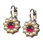Mariana Earrings Timeless Cream Pearl & Indian Pink Austrian Crystals My Treasures Coll.
