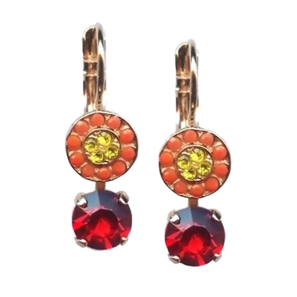 Mariana Earrings Preppy Coral, Lt Topaz, & Siam Austrian Crystals Strength Inspiration Coll.