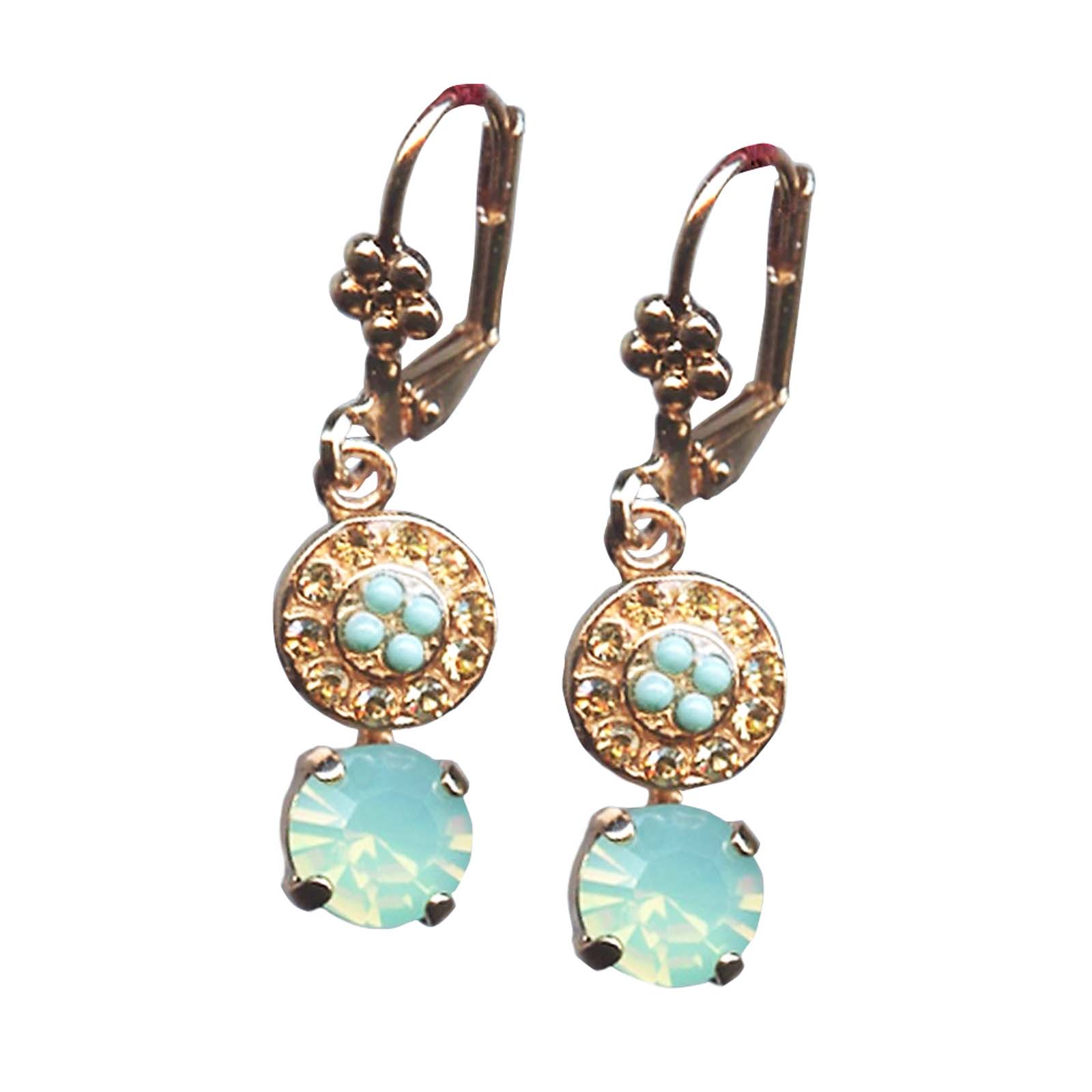 E-1158-1042-RG6(4) Earrings By Mariana Silk Road Coll. Adorable Turquoise and Opal Swarovski Crystals - Image 1