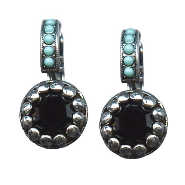 Mariana Earrings Classy Jet Black & Turquoise Austrian Crystals Zanzibar Africa Coll.