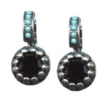 Mariana Earrings Classy Jet Black & Turquoise Austrian Crystals Zanzibar Africa Coll. - Image 3