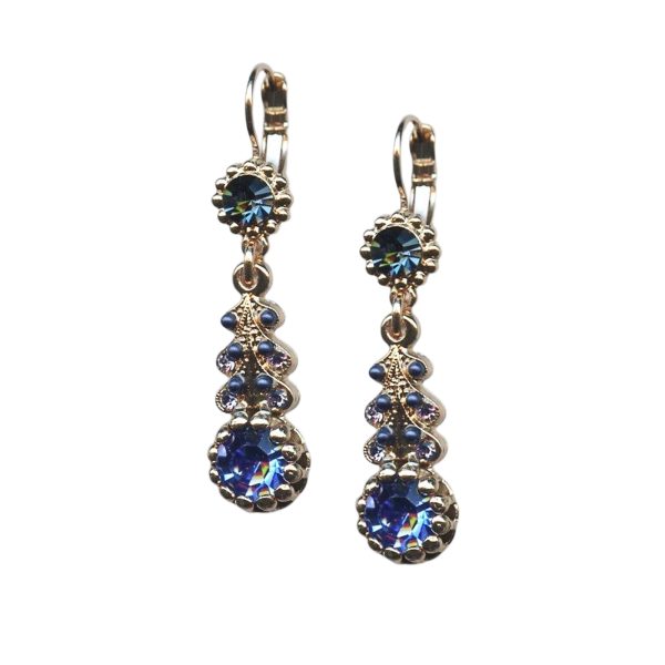 Mariana Earrings Elegant Montana Blue, Sapphire, & Tanzanite Austrian Crystals Electra Odyssey Coll.