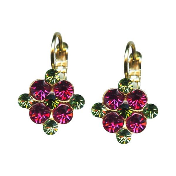 Mariana Earrings Lustrous Fuchsia & Grass Green Austrian Crystals Tiger Lily East Meets West Coll.
