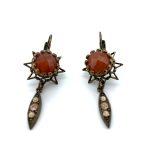 Mariana Earrings Beautiful Red Aventurine Mineral, Lt Rose, & Clear Austrian Crystals My Treasures Coll.